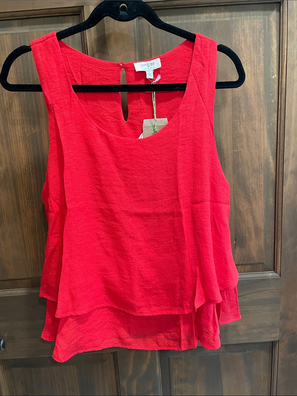 Umgee Bright Red Layered Sleeveless Tank Top